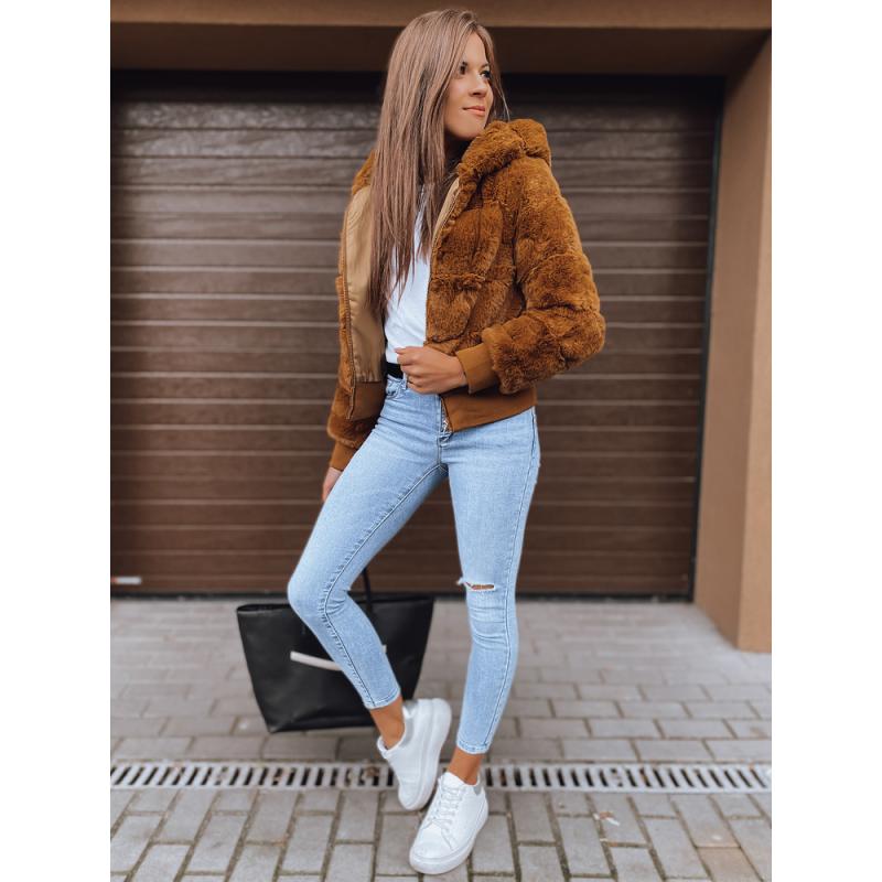 Dámska zimná bunda s kapucňou FERNANDA hnedá