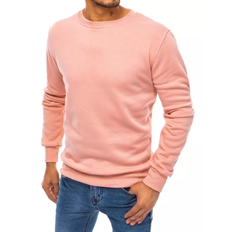 Férfi szabadidős kapucnis pulóver kapucni nélkül világos rózsaszínű