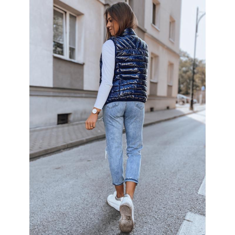 Dámska prešívaná vesta s kapucňou WIANO tmavo modrá