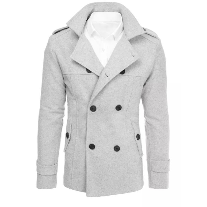 Pánský dvouřadý elegantní kabát MARCO světle šedá
