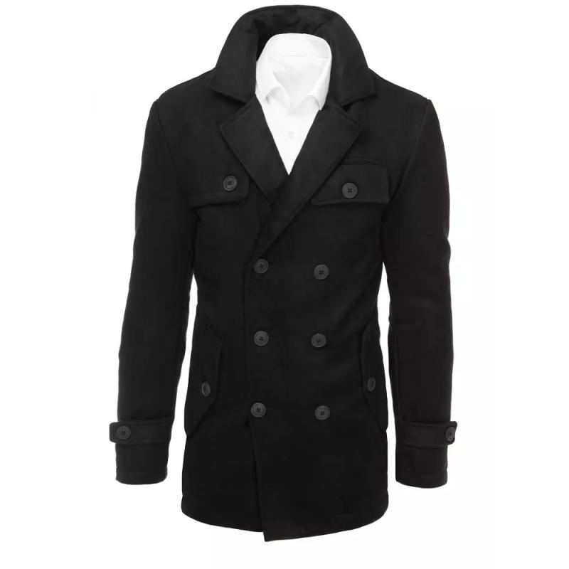 Pánský dvouřadý zimní kabát CITY černá
