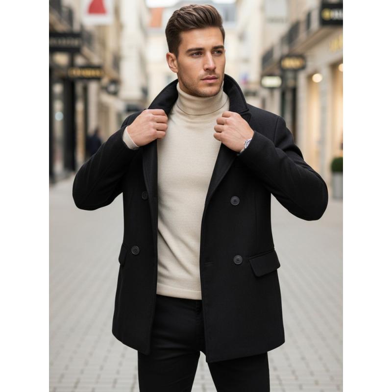Férfi dupla melles télikabát POLO fekete