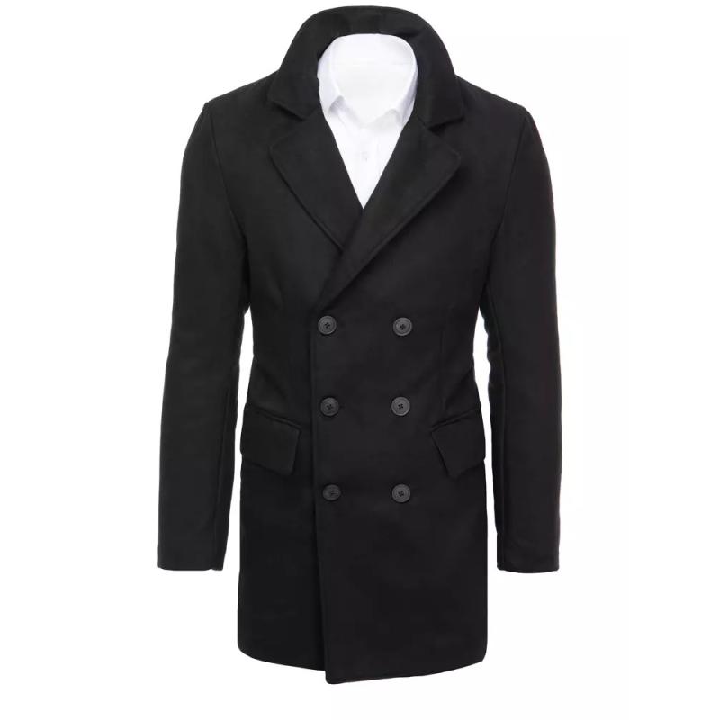 Pánsky dvojradový zimný kabát POLOS čierna