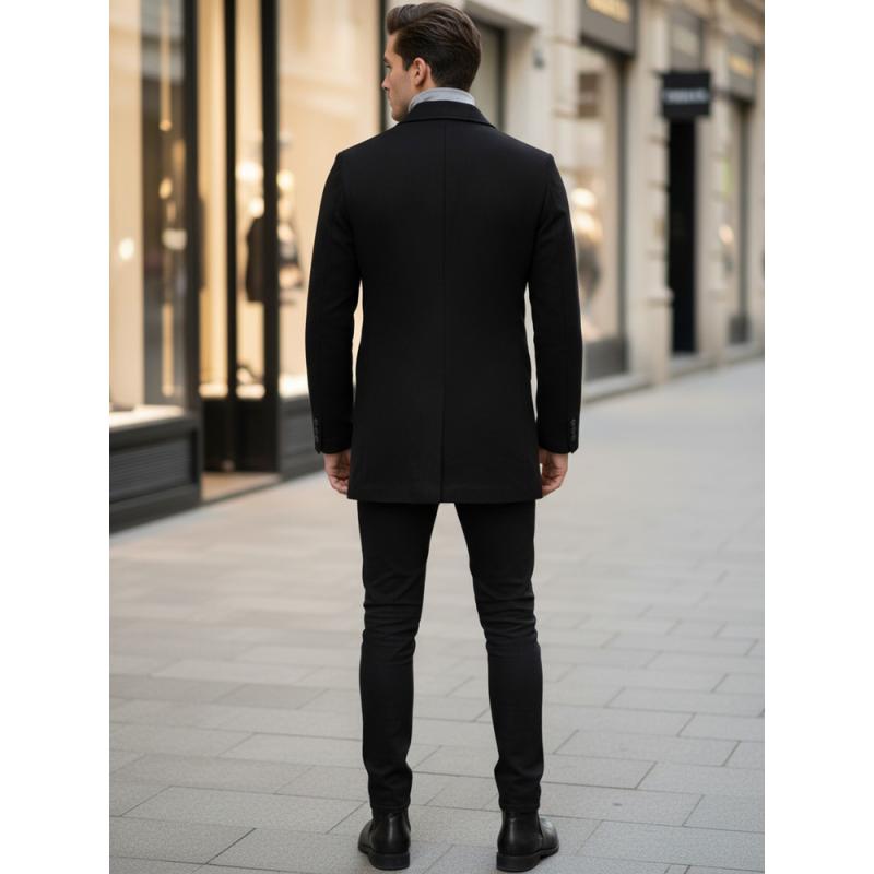 Férfi dupla melles télikabát POLOS fekete