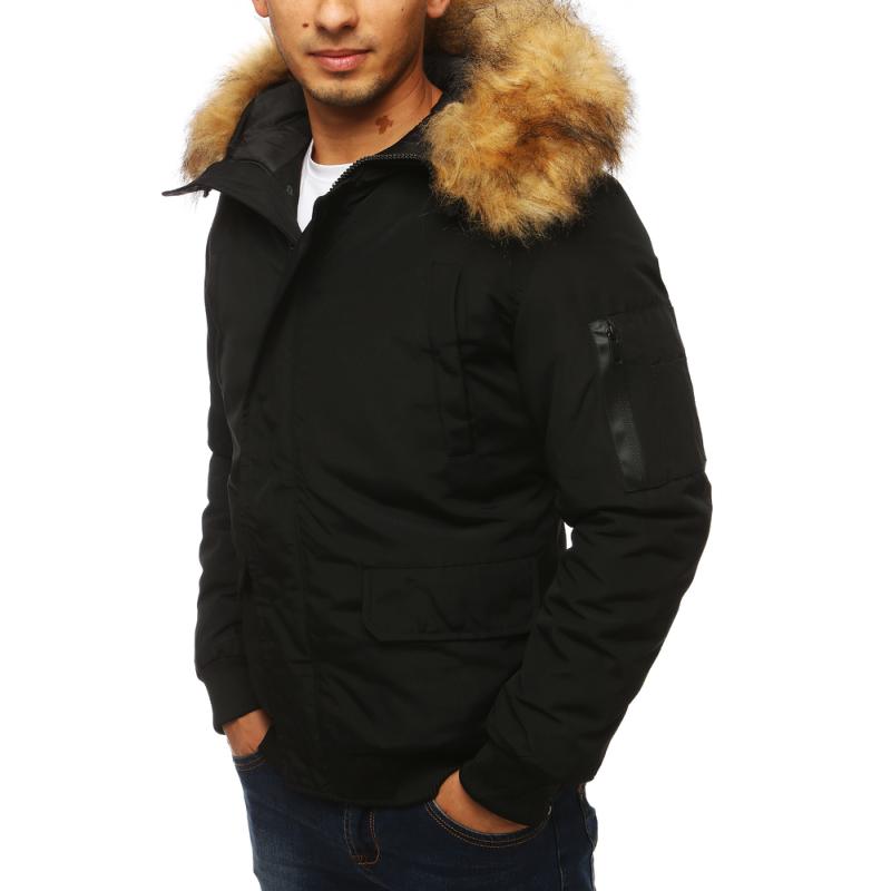 Férfi téli bomber dzseki kapucnival STREET fekete