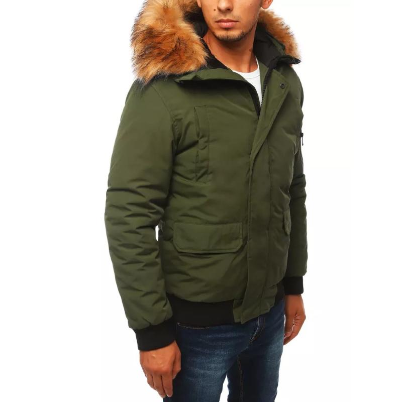 Férfi téli bomber dzseki kapucnival STREET zöld