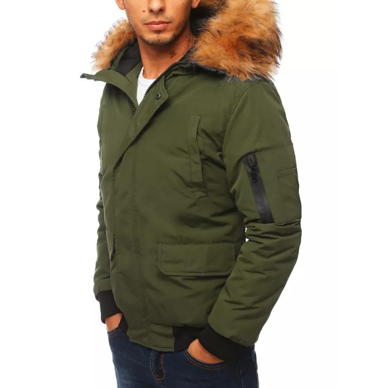 Férfi téli bomber dzseki kapucnival STREET zöld