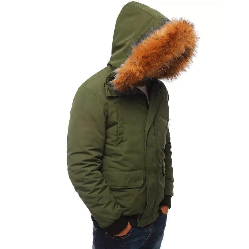 Férfi téli bomber dzseki kapucnival STREET zöld