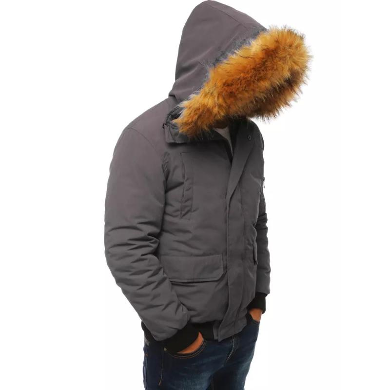 Pánská zimní bomber bunda s kapucí STREET šedá