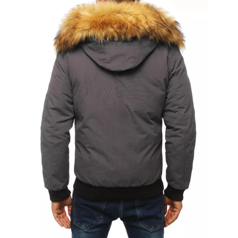 Pánská zimní bomber bunda s kapucí STREET šedá