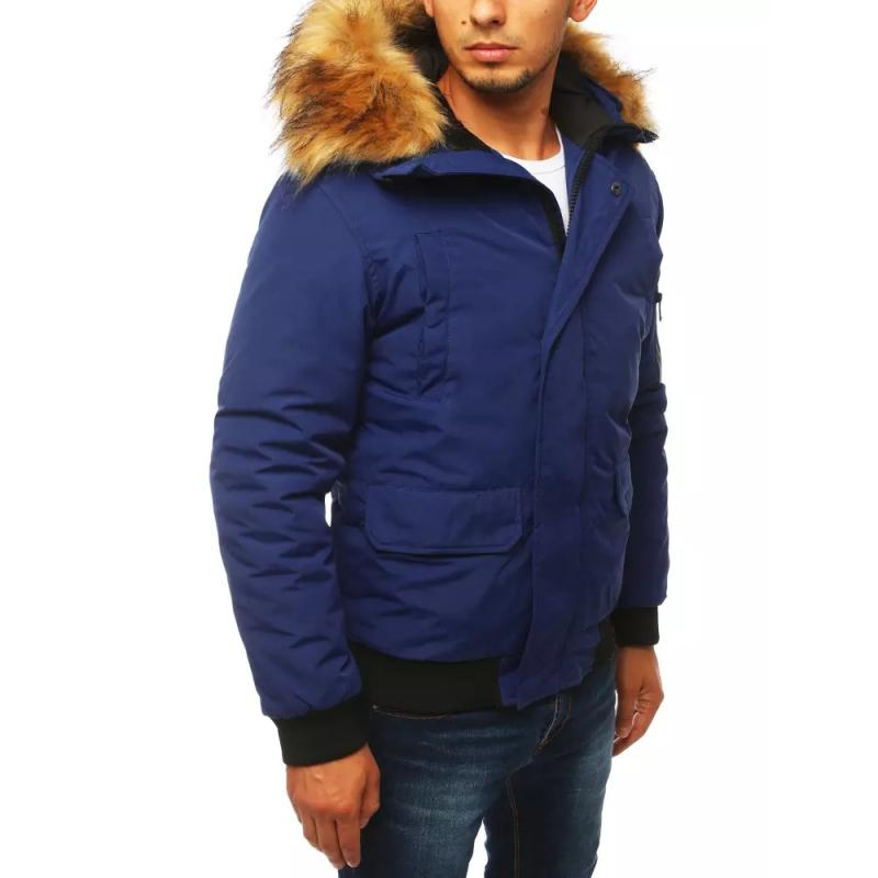 Férfi téli bomber dzseki kapucnival STREET kék