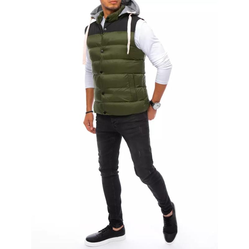 Pánská zimní prošívaná vesta s kapucí ROLA zelená