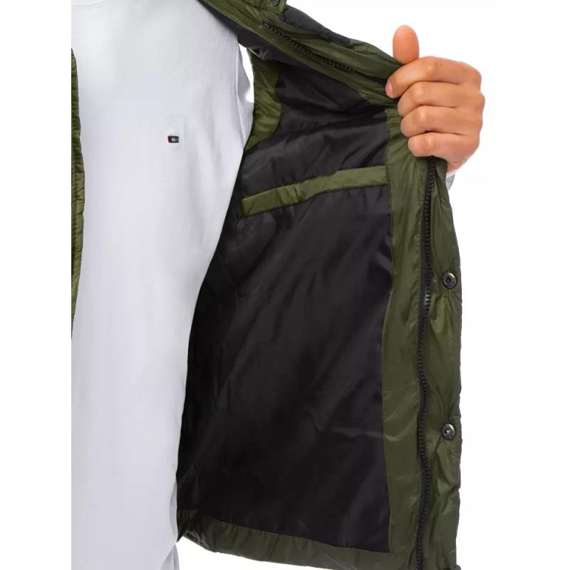 Pánská zimní prošívaná vesta s kapucí ROLA zelená