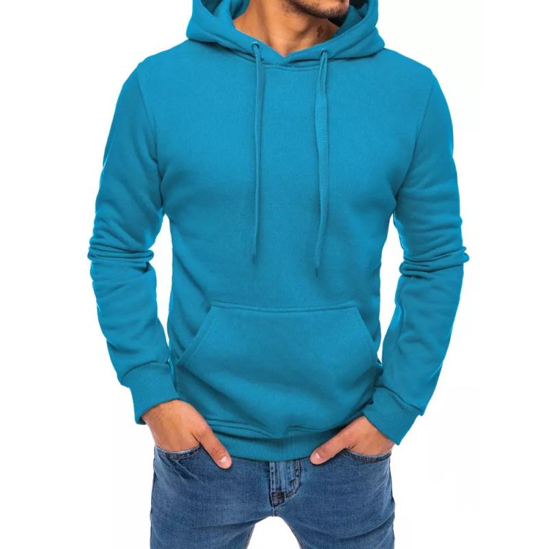 Férfi szabadidős kapucnis pulóver DEL világoskék