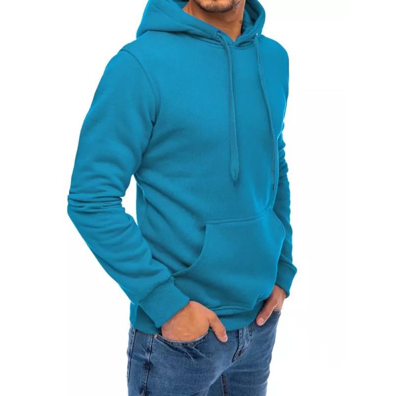 Férfi szabadidős kapucnis pulóver DEL világoskék