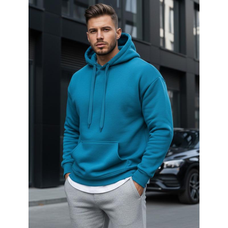 Pánska voľnočasová mikina s kapucňou DEL tmavo modrá