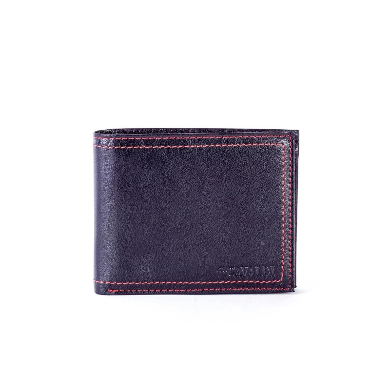 Čierna kožená pánska peňaženka s elegantným červeným lemovaním