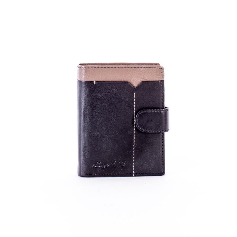 Čierno-béžová kožená peňaženka s kontrastným lemovaním