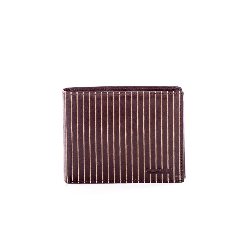 Hnedá kožená pánska peňaženka s reliéfnymi pruhmi