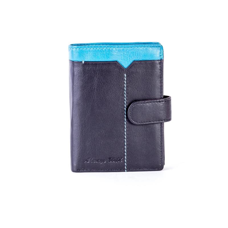 Čierna kožená peňaženka s modrou vložkou