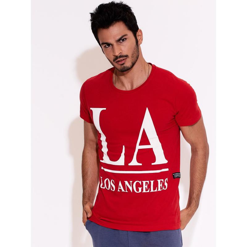 Pánske červené tričko LOS ANGELES