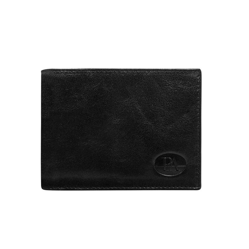 Pánska horizontálna čierna kožená peňaženka bez zapínania