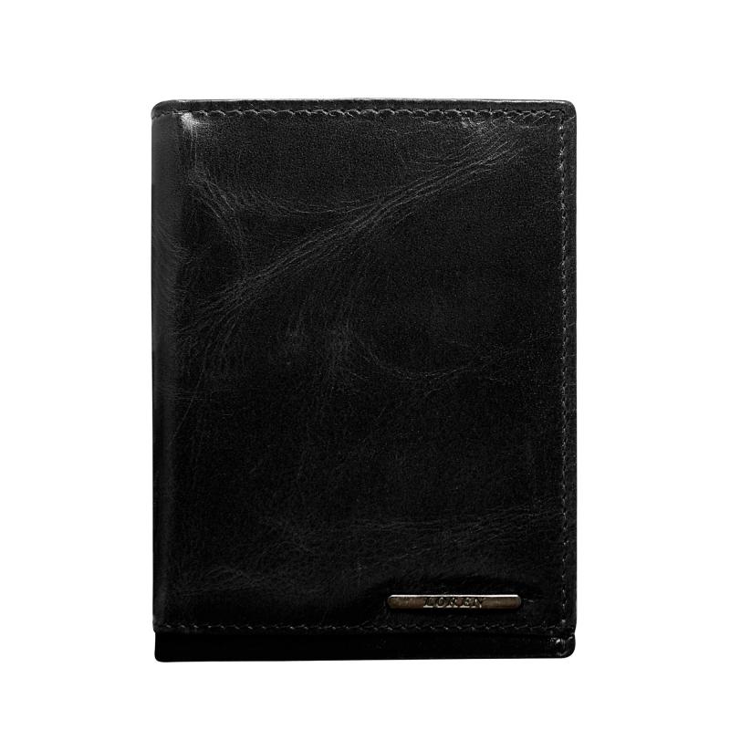 Čierna pánska kožená peňaženka bez zapínania