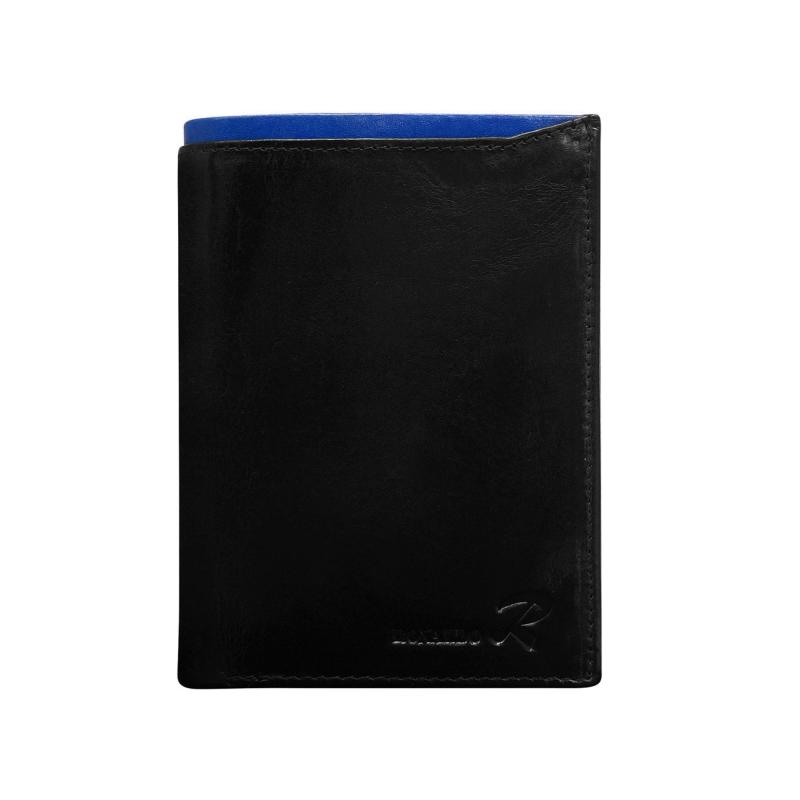 Pánska čierna kožená peňaženka s modrým modulom