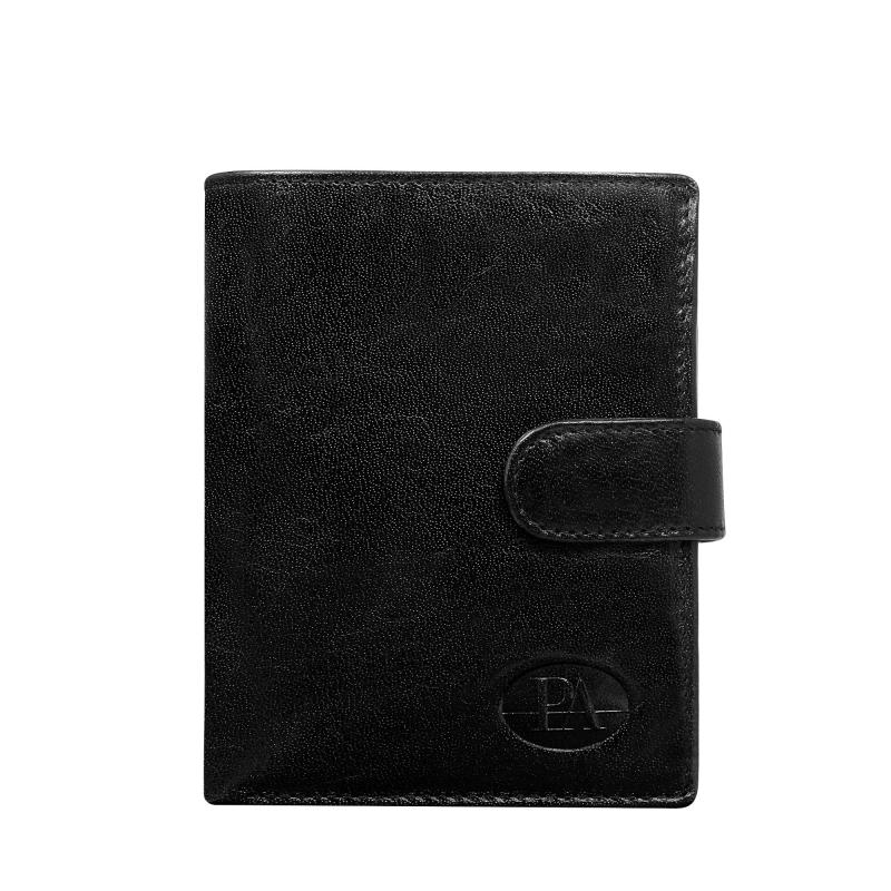 Čierna kožená peňaženka pre mužov so zapínaním