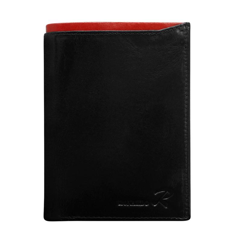 Čierna kožená pánska peňaženka s červeným modulom