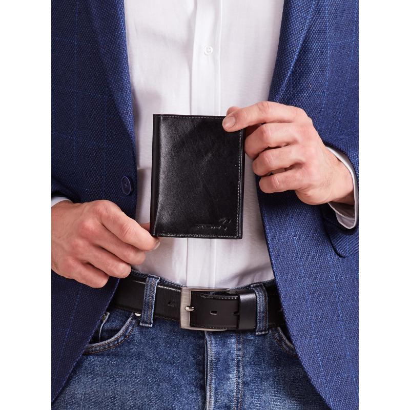 Čierna vertikálna pánska kožená peňaženka