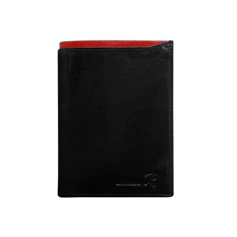 Pánska čierna kožená peňaženka s červeným lemovaním
