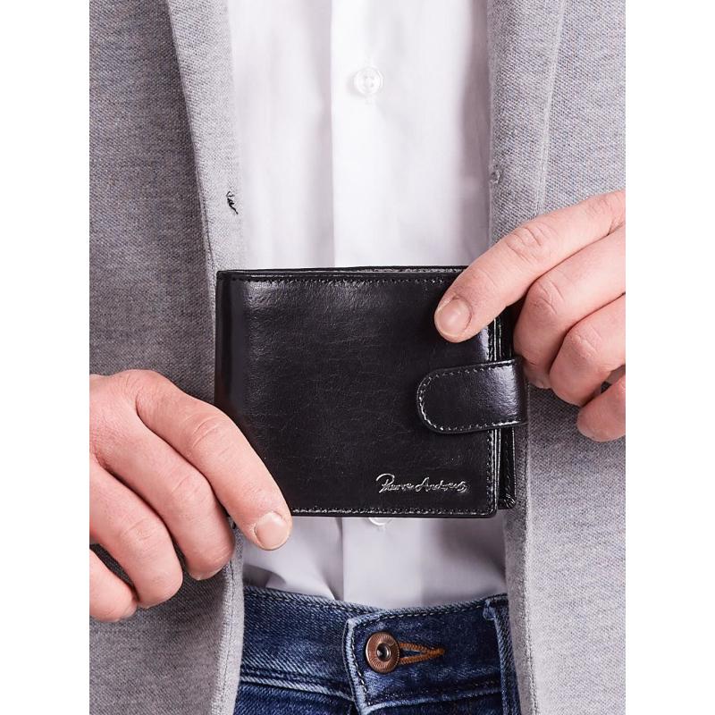 Pánska horizontálna kožená peňaženka čierna