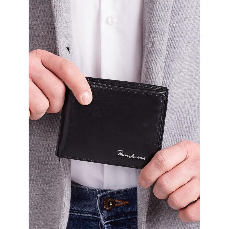Čierna horizontálna elegantná pánska peňaženka