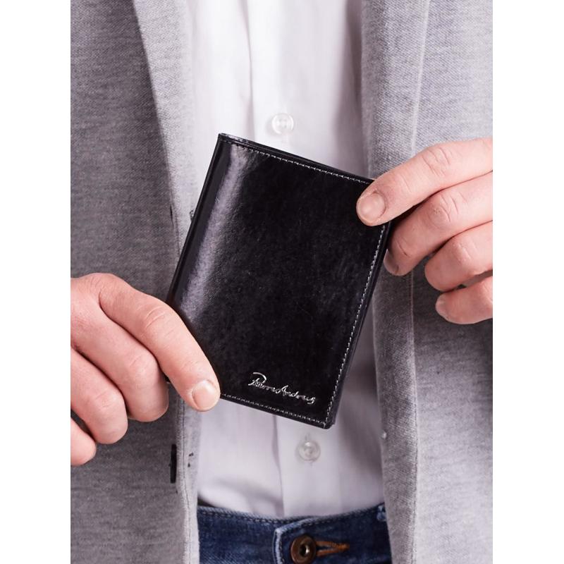 Černá vertikální kožená peněženka