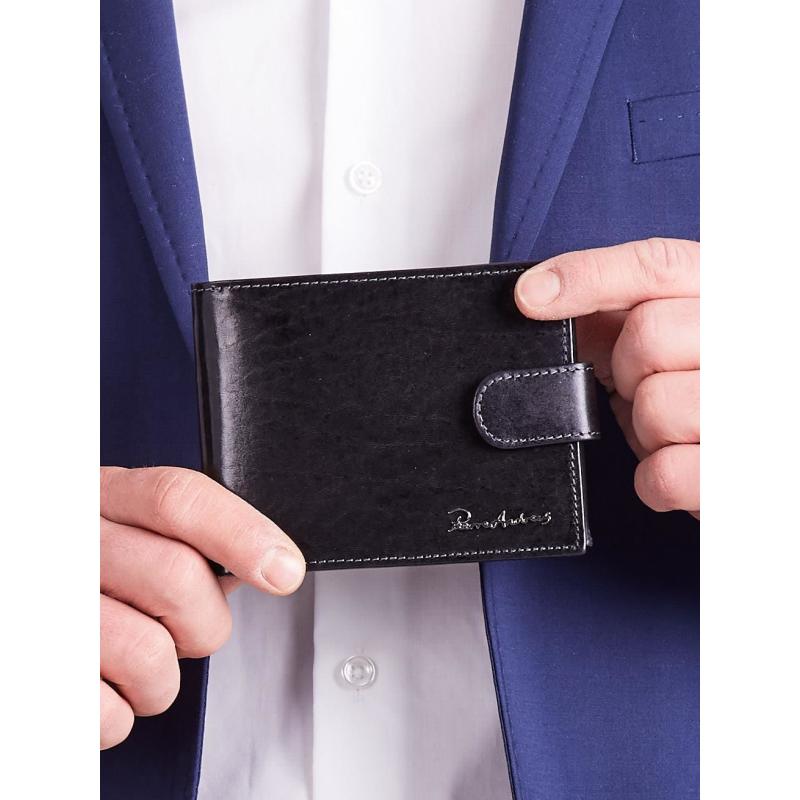 Čierna kožená pánska horizontálna peňaženka