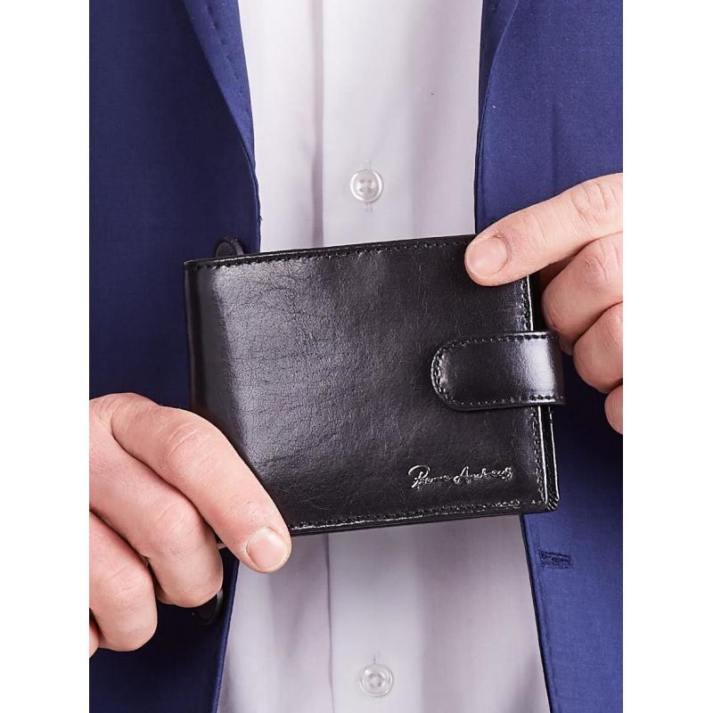 Čierna horizontálna elegantná peňaženka pre mužov