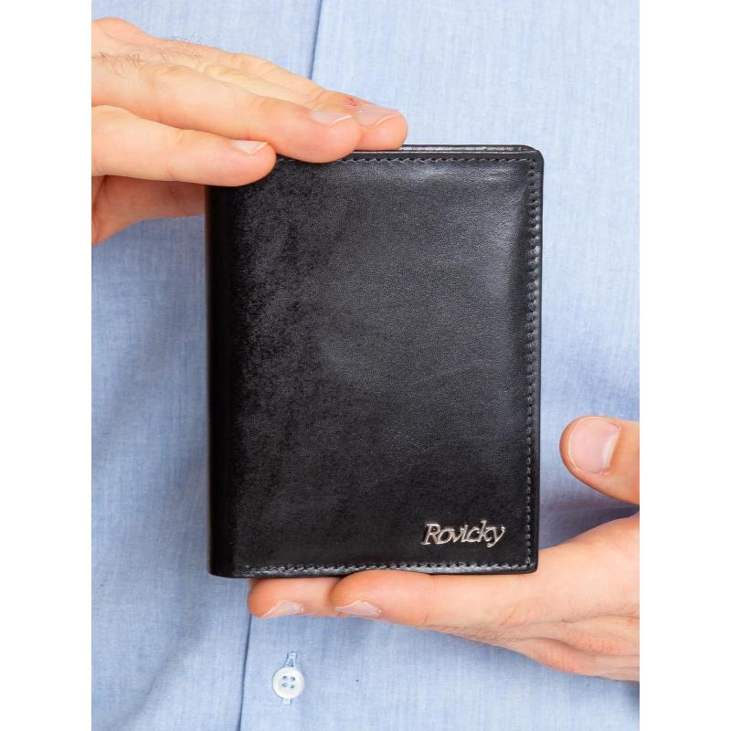 Čierna pánska vertikálna peňaženka z pravej kože