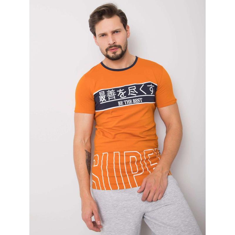 Oranžové pánské tričko s potiskem Luca
