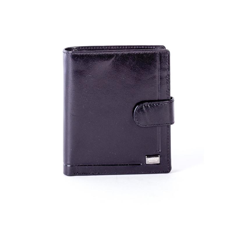 Čierna peňaženka z pravej kože s chlopňou