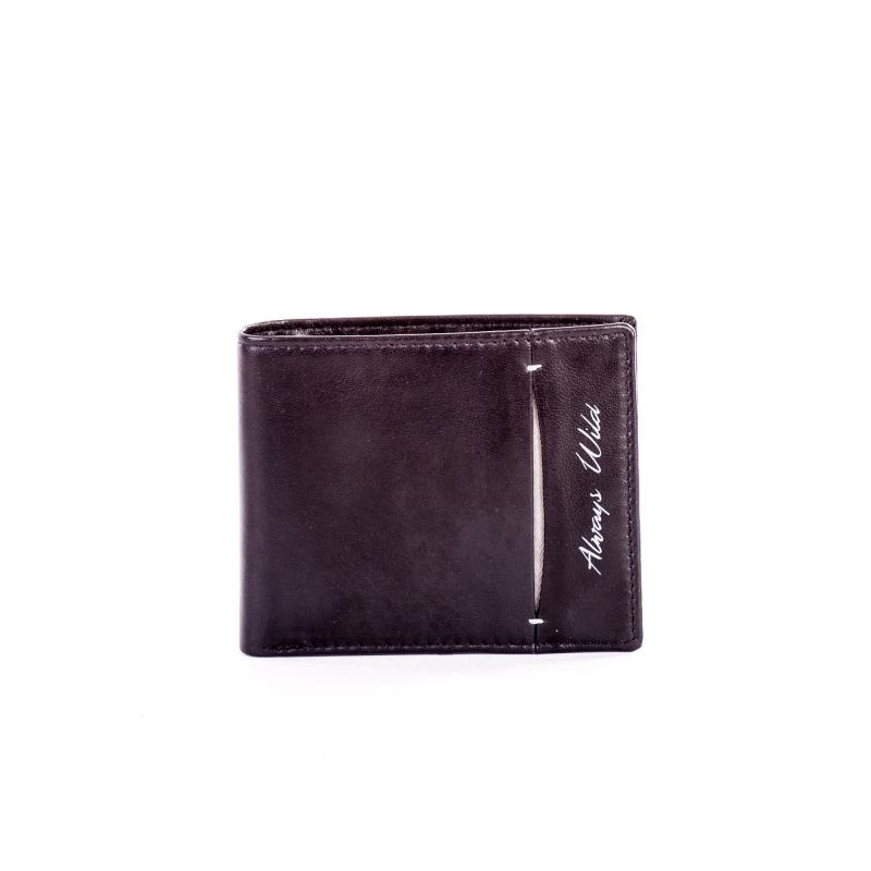 Čierna kožená pánska peňaženka s rozparkom a nápisom