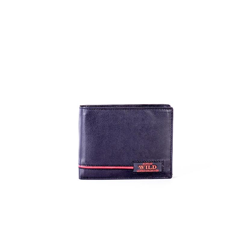 Čierna kožená peňaženka s červenými vložkami