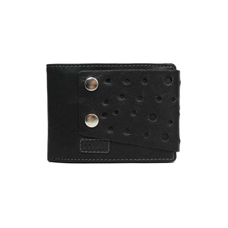 Pánská kožená peněženka s ažurovou sponou černá