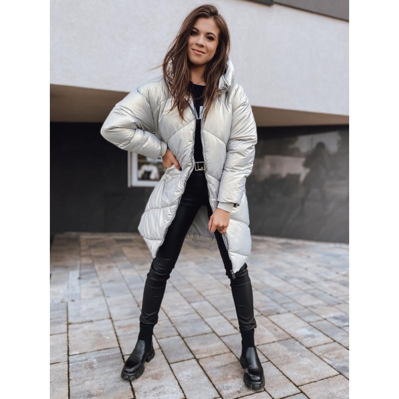 Dámska zimná parka s kapucňou MAGGIE strieborná