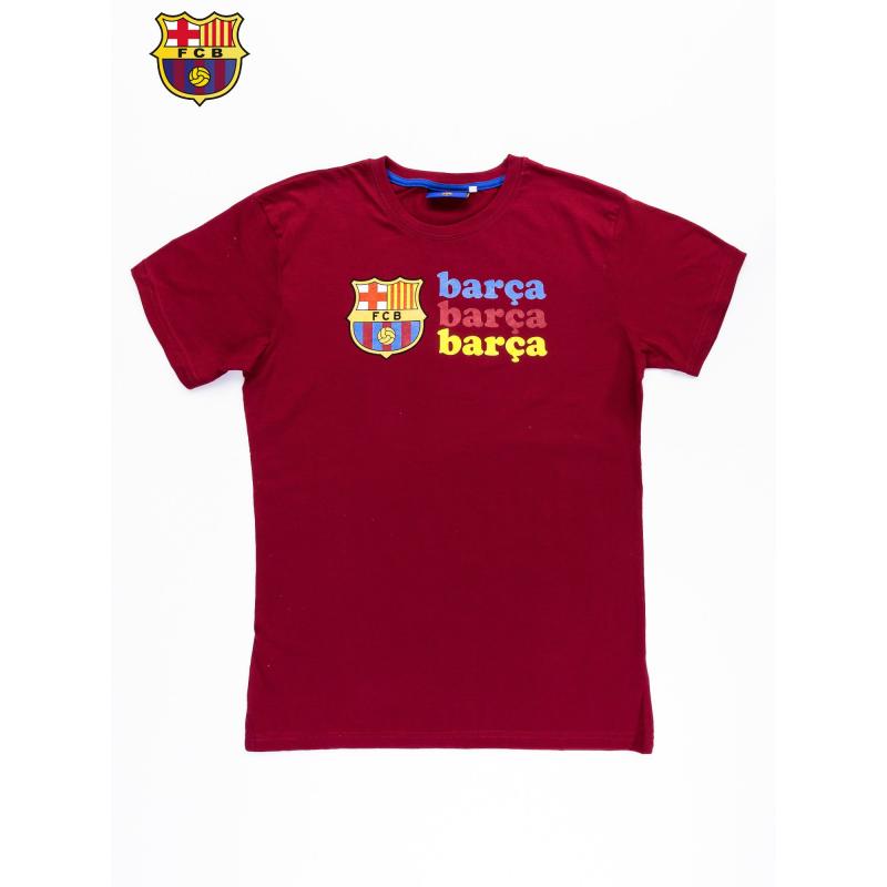 Pánske červené tričko FC BARCELONA s potlačou