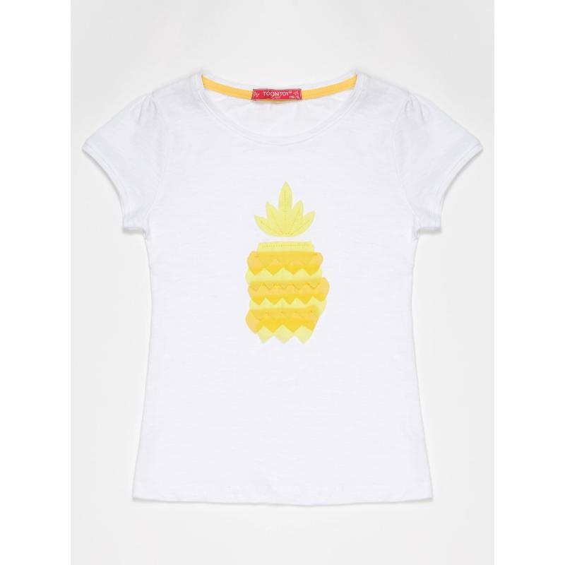 Bílé tričko pro dívky se žlutým ananasem