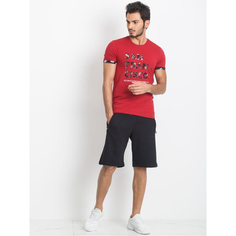 TOMMY LIFE Férfi piros póló szöveggel