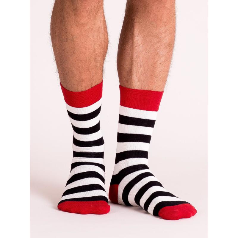 Černobílé pruhované pánské ponožky