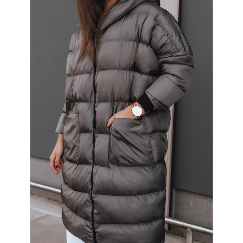 Női téli luxus dzseki hosszú NIFOR szürke