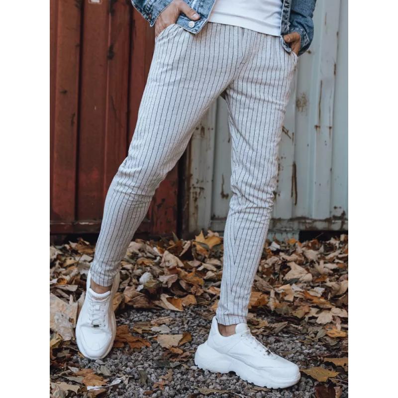 Pánské stylové elegantní kalhoty POLA světle šedá